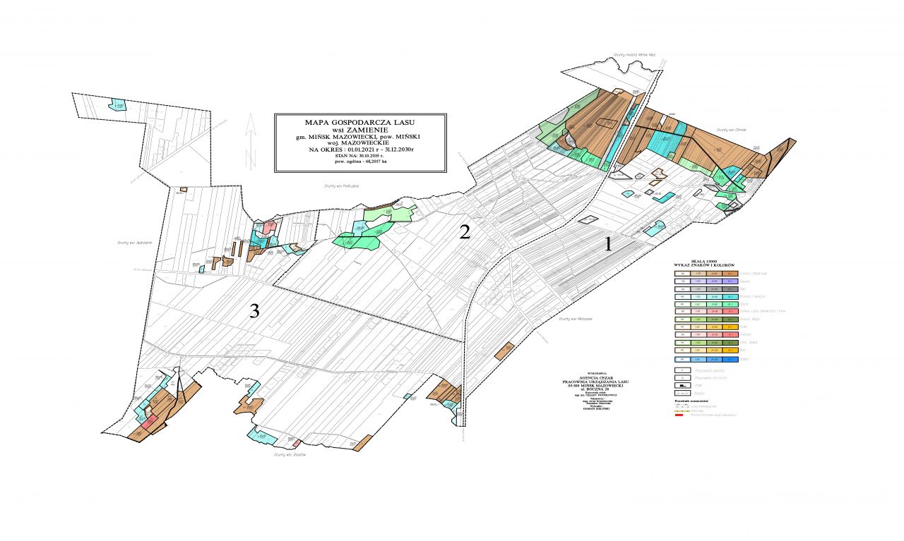 Mapa Gospodarcza Lasu wsi Zamienie