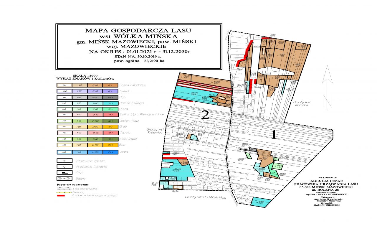 Mapa Gospodarcza Lasu wsi Wólka Mińska