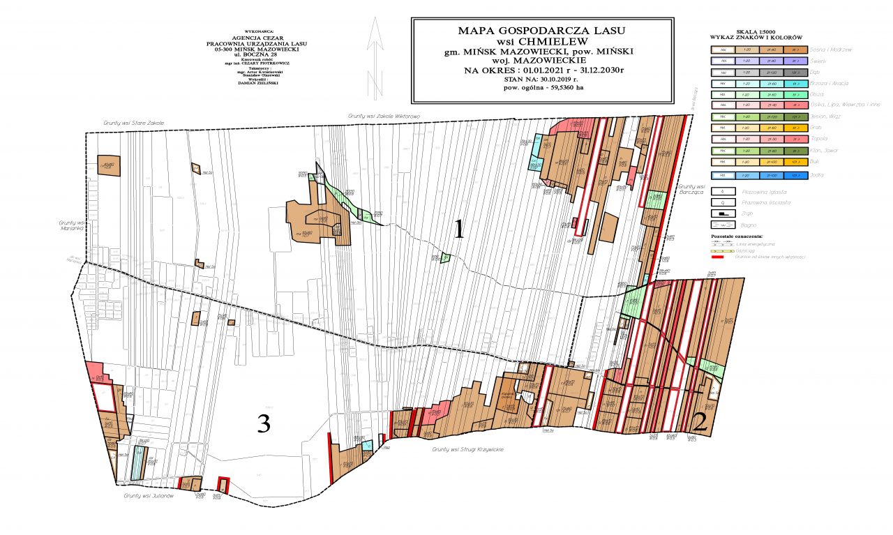 Mapa Gospodarcza Lasu wsi Chmielew