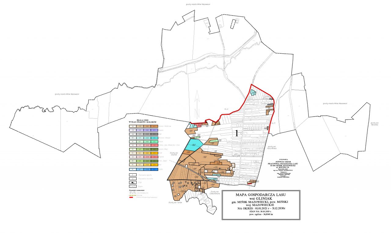 Mapa Gospodarcza Lasu wsi Gliniak