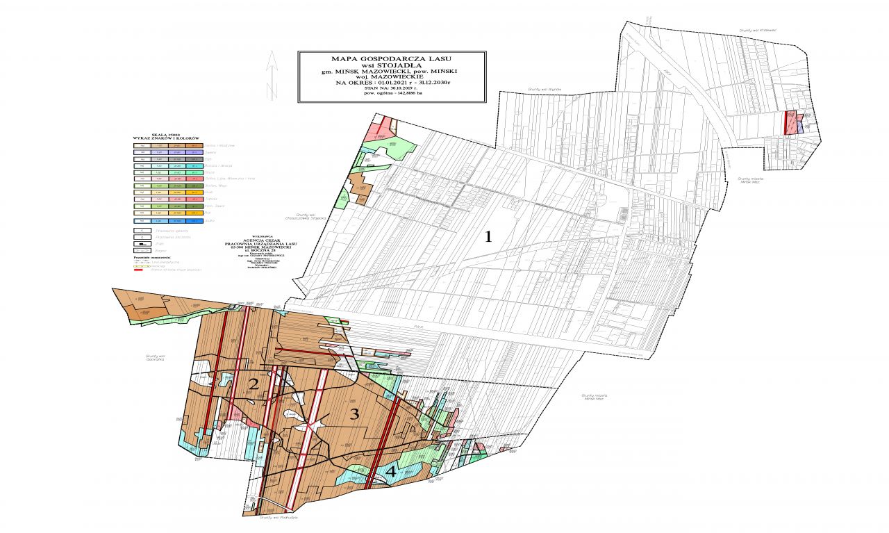 Mapa Gospodarcza Lasu wsi Stojadła