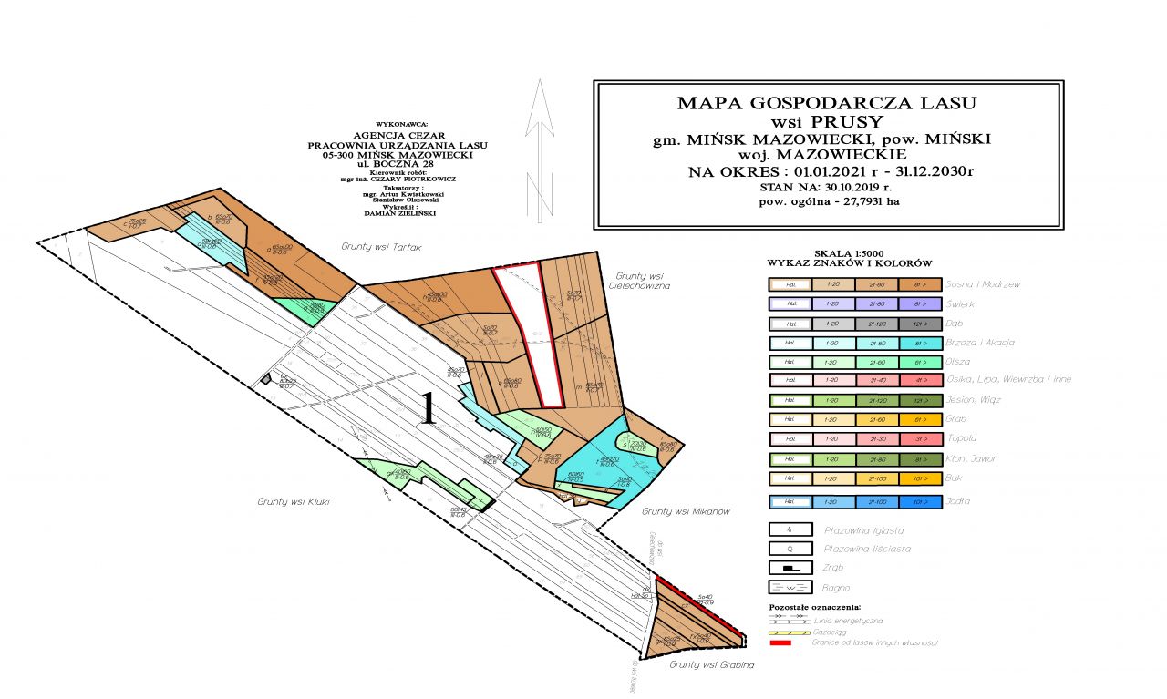 Mapa Gospodarcza Lasu wsi Prusy